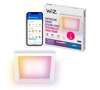 WiZ plafonnier connecté - Design fin et carré, plusieurs tailles, commande vocale/application, programmation, Google Home, Amazon Alexa et Apple HomeKit, éclairage intérieur, noir/blanc