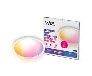 WiZ Plafonnier SuperSlim, Luminaire connecté RGB, Blanc, Diamètre 54.5cm | Plafonnier rond et plat connecté, 32W, Multicolore, 3750lm, Connexion Wi-Fi, Compatible WiZ App, Alexa, Google & Apple Home