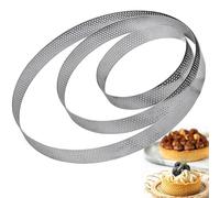 WizeFolk Lot de 3 anneaux à gâteau micro-perforés - En acier inoxydable - 10, 15, 20 cm - Qualité professionnelle - Hauteur : 2 cm - Pour gâteaux, mousse, muffins, pizzas et pâtisseries