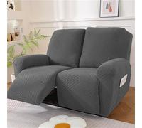 WJHDWYD Housse de fauteuil inclinable électrique | Housse de fauteuil inclinable électrique avec poches universelles et accoudoirs (Grigio Scuro, 2 Posti)