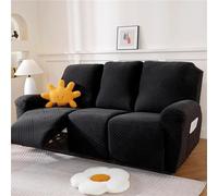 WJHDWYD Housse de fauteuil inclinable électrique | Housse de fauteuil inclinable électrique élastique avec poches universelles avec accoudoirs (Noir, 3 pos)