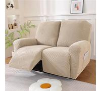 WJHDWYD Housse de fauteuil inclinable électrique | Housse de fauteuil inclinable électrique élastique avec poches universelles avec accoudoirs (beige, 2 positions)