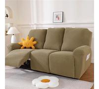 WJHDWYD Housse de fauteuil inclinable électrique | Housse de fauteuil inclinable électrique élastique avec poches universelles avec accoudoirs (Curry Chiaro, 3 Posti)