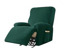 WJHDWYD Housse de fauteuil inclinable électrique | Housse de fauteuil inclinable électrique élastique avec poches universelles avec accoudoirs (25#verde Scuro, 1 posto)