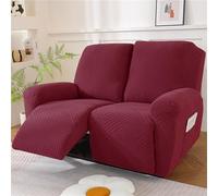 WJHDWYD Housse de fauteuil inclinable électrique | Housse de fauteuil inclinable électrique élastique avec poches universelles avec accoudoirs (Borgogna, 2 posti)