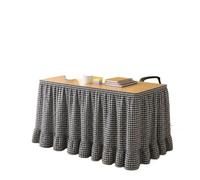 WJIAYAO Jupe de Table Vichy à Bords volantés, Une pièce 72 Pouces | Hôtel de jupe de bureau d'enseignant lavable de crochet et de boucle d'enveloppe(Black Fold)