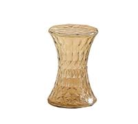 WJIAYAO Ottomane Salon Canapé Pouf de Rangement Rond en Cristal Transparent | Banc de siège élégant et moderne for la décoration de la maison de l'entrée du salon(Gold)