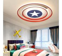 WJLL Plafonnier Dimmable Télécommande Lampes de plafond pour LED Enfants Chambre Creative Salon Salle À Manger Fille Chambre Garçon Éclairage Captain America Applique Murale Ronde en Métal,50cm