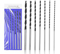 WJMY Lot de 7 forets à bois professionnels longs Ø 4 mm, 5 mm, 6 mm, 7 mm, 8 mm, 10 mm, 12 mm x 300 mm, forets hélicoïdaux, forets à poutre, forets de coffrage pour bois dur, contreplaqué, bois