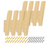 WJUAN 8 Pièces Porte Manteaux Muraux, Chêne Massif Porte Manteau Mural Bois, Patere Bois Murale, Crochets et Patères pour la Maison avec Vis et Tube D'expansion, pour Maison, Hôtel, Bureau