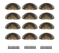 WJUAN Lot de 12 poignées d'armoire vintage dorées - Boutons de tiroir en demi-cercle avec vis, quincaillerie antique pour tiroirs, armoires de pharmacie