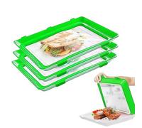 WJUAN Plateau de Conservation des Aliments, 3 Pièces Sous Vide Boite Conservation Alimentaire, avec Film Élastique, Boite a Jambon pour Refrigerateur, Stockage Aliments（Membrane élastique remplaçable）