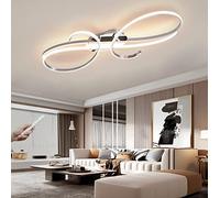 WJYCYN Plafonnier LED Dimmable Lampe de Salon Moderne Anneaux Design Ovale Plafonnier Inne Chambre 3000K-6000K avec Télécommande Luminaire Salon Cuisine Chambre Salle à Manger Lampe (Chrome, 100cm)