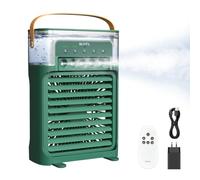 WJYFL Rafraîchisseur d'Air Personnel 700 ml, 5 Buses, Télécommande, 38 dB | 5 buses, 3 modes de brumisation, 3 vitesses, réservoir 700 ml, télécommande, minuterie 1/2/3 h, mode vent naturel.