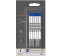 Parker Recharges d'encre QUINK pour stylo bille - Pointe moyenne - Bleu - Blister de 10