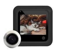 wkao Caméra judas pour porte d'appartement, écran de 2,4", visionneuse électronique intelligente, surveillance de porte d'entrée, fonctionne avec piles, installation facile, noir