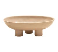 wkao Saladier décoratif en céramique blanc et café, 25 x 8,5 cm, design moderne à trois pieds, pour comptoir de cuisine et décoration intérieure