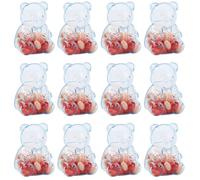 wkao Set mit 12 transparenten Bären-Bonbonboxen aus PS-Kunststoff, Mini-Dosen für Süßigkeiten, 7,1 x 5,3 x 5,1 cm, für Party, Hochzeit, Babyparty, Geburtstag, Aufbewahrung