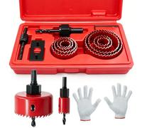 Wkmamo 13 Pcs Kit Scies Cloches bi métal en Acier Carbone 19-64mm,Scie Cloche Coffret pour Bois,Plaque de Platre et Plaques de Platre（Rouge）
