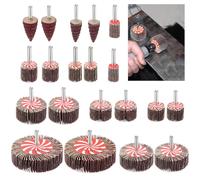 Wkmamo 20 Pcs Roue à Lamelles,Polissoir à Lamelles 10 Tailles,80 Grains Abrasif Roue de Polissage,Jeu de Meuleuses à Lamelles pour Outils Rotatifs Dremel