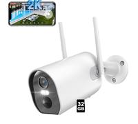 WLAN caméra de surveillance extérieure 2K 3MP sans fil solaire batterie audio caméra 32GB