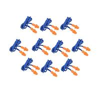 Wlauqueta Lot de 10 bouchons d'oreille de sécurité en silicone - Avec cordon - Réduction du bruit pour dormir à - Bleu/orange