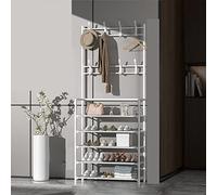 WLCNYL Étagère à Chaussures et Porte-Manteaux d'entrée Moderne avec Banc à Chaussures, étagère de Rangement Suspendue en métal pour vêtements, pour Chambre à Coucher, Couloir, Bureau, Blanc (80 cm)