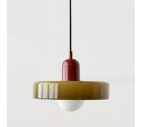 WLCNYL Lampe à Suspension en Verre du Milieu du siècle, luminaire Vintage pour Chambre à Coucher, Salon, Cuisine, Couloir, Abat-Jour en Fer et Verre coloré (Couleur : E, Taille : S)