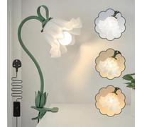WLHBF Lampe de bureau à clipser en forme de fleur, 3 modes de couleur, lampe de lecture LED pour soin des yeux, lampe de chevet flexible à clipser pour lit, tête de lit, bureau, chambre à coucher