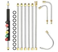 Wlinfetity Lot de 10 barres télescopiques pour nettoyeur haute pression Kärcher pour Nilfisk, jusqu'à 4000 psi, 188 cm, extensible, avec 6 buses et tube coudé pour nettoyage de fenêtre de toit