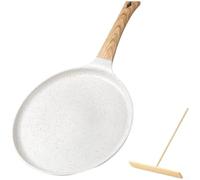 Wlinfetity Poêle à Crêpes 22cm Antiadhésive Compatible Induction(white) | pour surface antiadhésive avancée, libération pour facile des aliments, compatible tous feux dont induction, pour idéal