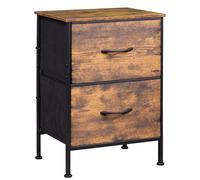 WLIVE Commode avec 2 tiroirs, tiroirs en Tissu avec glissières, pour Chambre à Coucher, Couloir, Salon, Chambre d'enfant, avec Cadre en Acier Solide et Panneaux en Bois, Marron Vintage