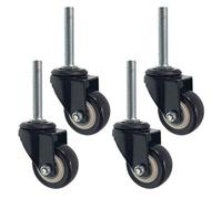 WLKINF Roulettes à tige pivotante de 1,5 pouces 38 mm, mobiles, roues meuble en polyuréthane noir, hauteur la filetée 40 charge 100 kg, avec écrou, 4 pièces (frein + universel M8) (u