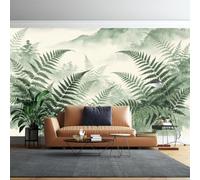 WLLDDDIU Fresque Murale Autocollante, Aquarelle Verte Sauge Fougère encre de Montagne Papier Peint Amovible en Vinyle Autocollant pour Le Salon Mur de Fond 392X280Cm (154X110 Pouces)