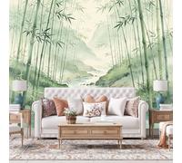 WLLDDDIU Fresque Murale en Papier Peint Green Bamboo Valley, Papier Peint Paysager Traditionnel Chinois Autocollant pour La Chambre et Le Bureau Mur Décoratif 392X280Cm (154X110Inch)