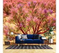 WLLDDDIU Fresque Murale Florale Rose Du Désert Bohemien, Grand Décor Naturel Autocollant Imperméable Imperméable Style Rustique pour Meuble Salon de Rebord de Fenêtre 200×140Cm (79×55 Pouces)
