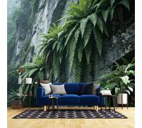 WLLDDDIU Fresque Murale Murale Vintage de Plante Tropicale de Falaise, Papier Peint Panoramique Autocollant 3D Murale Adhésive Adhésif Imperméable Amovible en Vinyle pour Le Salon Couche Fond Ca