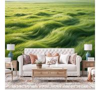 WLLDDDIU Mural Autoadhésif Mural, Papier Peint Photo Vert Paisage Naturel Prairie Poster Autocollant Film Vinyle Amovible Imperméable pour Chambre Salon Salon Décoration Intérieure 240×160Cm (9