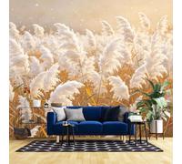 WLLDDDIU Mural en Herbe de Pampas Murale Papier Peint Mural, Grand Roseau Naturel, Papier Peint Autocollant Imperméable de Style Ferme Autocollant pour Chambre Salon Bureau 240×160Cm