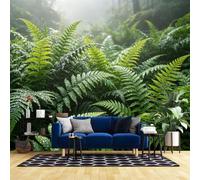 WLLDDDIU Mural Mural Panoramique Autocollant 3D pour Salon, Papier Peint Mural en Feuilles de Forêt Verte Amovible Imperméable Décoration Intérieure 240×160Cm (94×63 Pouces)