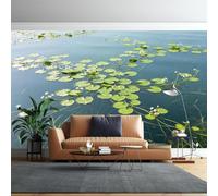 WLLDDDIU Mural Mural Panoramique Autocollant 3D pour Salon, Papier Peint Photo en Nénuphars en Nénuphar Bleu Autocollant Revêtement Mural en Vinyle Amovible Imperméable 240×160Cm (94×63 Pouces