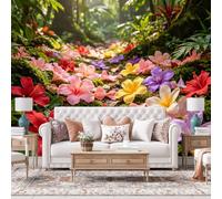 WLLDDDIU Papier Peint Floral de Forêt Tropicale, Papier Peint Panoramique Autocollant 3D Murale Autocollante Vinyle Amovible Imperméable pour Salon Couche Décoration Intérieure 240×160Cm (94×6