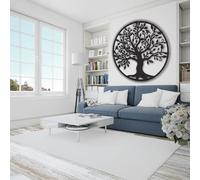WLLWMYLY Grand arbre de vie en métal - Sculpture murale en forme d'arbre généalogique creux - Panneau mural à suspendre pour bureau, chambre à coucher, salon, (60 * 60cm)