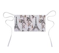 Wlntrophic Tablier court, motif notes de musique, demi-tablier de travail avec 3 poches, Paris Tour Eiffel Floral, 30x60cm