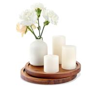 WLWNWFT Lot de 2 plateaux décoratifs ronds en bois d'acacia - 20 cm - Plateau décoratif - Plateau de service décoratif pour collations, fromage, saucisses