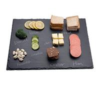 WLWNWFT Plateau en ardoise 30 x 40 cm - Stylo à craie inclus - Service à fromage - Écriture possible