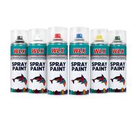 WLX Peinture en aérosol. Lot de 6 Couleurs - Brillant. 6 x 400 ml. Bombe aérosol à séchage rapide. Peinture graffiti. Pour décoration, bois, pierre, mur, métal