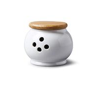 WM Bartleet & Sons 1750 Pot à ail Traditionnel en Porcelaine avec Couvercle en Bois 10 cm - Blanc, Taille Unique