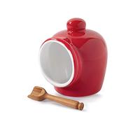WM Bartleet & Sons 1750 T345R Petit cochon traditionnel en porcelaine avec cuillère à sel en bois Rouge 9 cm