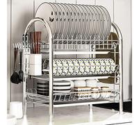 WM-LIHGT Egouttoir à Vaisselles 3 Etage Egouttoir Vaisselle avec 3 Bacs d’égouttement Egouttoir Vaisselle INOX Ne Rouille Pas pour Assiettes, Verres, Tasses, Couverts Égouttoirs/A